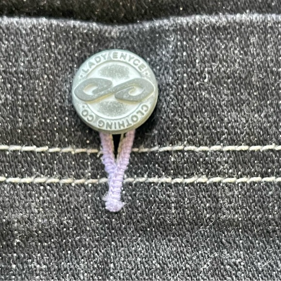 Vintage Y2K Lady Enyce Black/Lavender Contrast Stitch Denim Cargo Skirt Size 31 - Picture 5 of 8